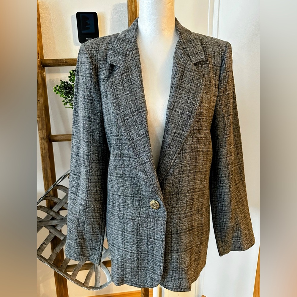 Vintage Women's 80s Alice Stuart Gray Casual Oversized Blazer Small/Medium